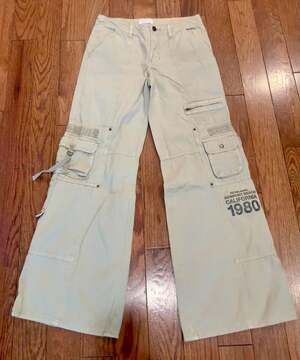 PacSun Y2K Wide Leg Cargo Pants Khaki Utility Skater Streetwear 24